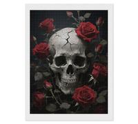 HETVBNS Skull Rose Diamond Painting Kits for Adults, Full Round Drill DIY Diamond Art for Beginners, 5D Gem Art and Crafts for Home Wall Decor 12"x16"