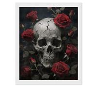 HETVBNS Skull Rose Diamond Painting Kits for Adults, Full Round Drill DIY Diamond Art for Beginners, 5D Gem Art and Crafts for Home Wall Decor 16"x20"