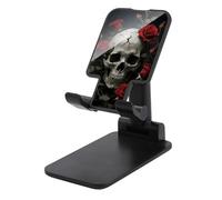 HETVBNS Skull Rose Phone Stand for Desk - Adjustable & Foldable Tablet Stand Portable Cell Phone Stand Holder Compatible with 4-13" Smartphones, Tablets