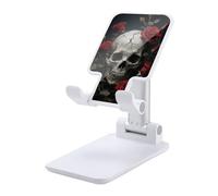 HETVBNS Skull Rose Phone Stand for Desk - Adjustable & Foldable Tablet Stand Portable Cell Phone Stand Holder Compatible with 4-13" Smartphones, Tablets