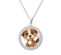 HETVBNS - Small Dog Collar, Alloy Round Pendant with Diamond, Elegant Pendant Necklace for Women Men, Una talla, Metal, Alloy.
