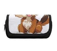HETVBNS Small Dog Pencil Case Extra Large, Double Layer Pencil Pouch with Zipper, Portable Cosmetic Bags for Travel, Office Stationery Organizer for Women Men