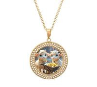HETVBNS Small Lamb Necklace Bring Wealth, Alloy Round Pendant with Diamond, Elegant Pendant Necklace for Women Men, Una talla, Metal, Alloy.