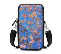 HETVBNS Small Peach Flowers Cell Phone Bag with Detachable Strap, Aesthetic Mini Sling Bag Small Crossbody Bag for Phone