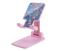 HETVBNS Small Peach Flowers Phone Stand for Desk - Adjustable & Foldable Tablet Stand Portable Cell Phone Stand Holder Compatible with 4-13" Smartphones, Tablets