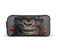 HETVBNS Smiling Gorilla Photo Pencil Case Large Capacity, Durable Pencil Pouch Portable Small Cosmetic Bag with Metal Zipper, Simple Makeup Pouch Aesthetic Toiletry Bag for Travel Office