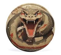 HETVBNS Snake Open Mouth Wall Picture Circular Iron Hanging Picture Round Metal Tin Sign Wall Art Prints Wall Photo Frame for Bedroom Living Room Bathroom Decor