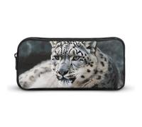 HETVBNS Snow Leopard Pencil Case Large Capacity, Durable Pencil Pouch Portable Small Cosmetic Bag with Metal Zipper, Simple Makeup Pouch Aesthetic Toiletry Bag for Travel Office