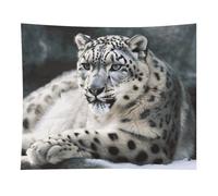 HETVBNS Snow Leopard Tapestry Wall Hanging - 50"x60" Aesthetic Tapestries Soft Polyester Wall Art Decor Large Tapestry for Bedroom Living Room Dorm Backdrop, Hanging Kit Included