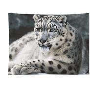 HETVBNS Snow Leopard Tapestry Wall Hanging - 60"x80" Aesthetic Tapestries Soft Polyester Wall Art Decor Large Tapestry for Bedroom Living Room Dorm Backdrop, Hanging Kit Included