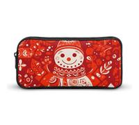 HETVBNS Snowman Window Grilles Pencil Case Large Capacity, Durable Pencil Pouch Portable Small Cosmetic Bag with Metal Zipper, Simple Makeup Pouch Aesthetic Toiletry Bag for Travel Office