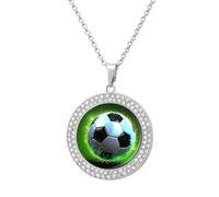 HETVBNS - Soccer ball necklace, round pendant alloy with diamond, elegant pendant necklace for women men, Una talla, Metal, Alloy.