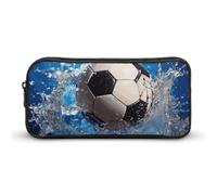 HETVBNS Soccer Ball Water Pencil Case Large Capacity, Durable Pencil Pouch Portable Small Cosmetic Bag with Metal Zipper, Simple Makeup Pouch Aesthetic Toiletry Bag for Travel Office