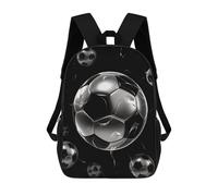HETVBNS Soccer Black Backpack for Women Men, Durable 600D Polyester Bookbag with Large Capacity, Lightweight 17 Inch Laptop Backpack Minimalism Casual Daypack for Work, Travel