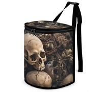 HETVBNS Some Skull Shapes Car Trash Can with Lid, Leakproof Hanging Automotive Trash Bin, Waterproof Garbage Storage Bag for Vehicles, RV, Bathroom, Office