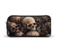 HETVBNS Some Skull Shapes Pencil Case Large Capacity, Durable Pencil Pouch Portable Small Cosmetic Bag with Metal Zipper, Simple Makeup Pouch Aesthetic Toiletry Bag for Travel Office