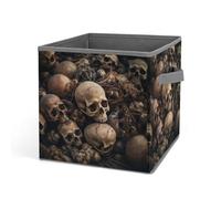 HETVBNS Some Skull Shapes Storage Bins 10.6 Inch, Oxford Fabric Foldable Storage Cube Organizer Basket with Handles, Fabric Bins for Closet Shelves, Toys, Clothes, Books, Bedroom
