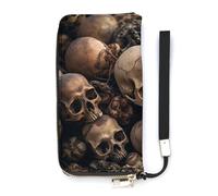 HETVBNS Some Skull Shapes Wallet, Elegant Wristlet Wallet with Multi-Card Slots, PU Leather Long Purse for Women, Men