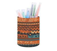HETVBNS Special Glyph Pattern Pen Holder for Desk PU Leather Round Desk Organizer Multifunctional Makeup Brush Storage Aesthetic Desktop Supplies Stylish Pencil Holder for Office & Home