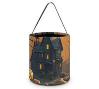 HETVBNS Spooky Halloween Candy Bag Halloween Trick Or Treat Bucket 7.9x8.3in, Reusable Gift Bags for Party Holiday Wedding