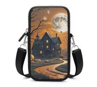 HETVBNS Spooky Halloween Cell Phone Bag with Detachable Strap, Aesthetic Mini Sling Bag Small Crossbody Bag for Phone