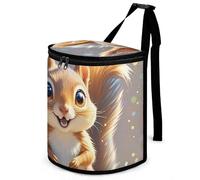 HETVBNS Squirrel Car Trash Can with Lid, Leakproof Hanging Automotive Trash Bin, Waterproof Garbage Storage Bag for Vehicles, RV, Bathroom, Office
