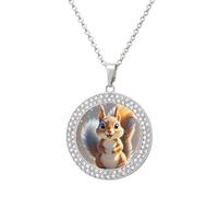 HETVBNS - Squirrel Necklace, Round Alloy Pendant with Diamond, Elegant Pendant Necklace for Women Men, Una talla, Metal, Alloy.