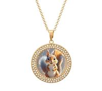 HETVBNS - Squirrel Necklace, Round Alloy Pendant with Diamond, Elegant Pendant Necklace for Women Men, Una talla, Metal, Alloy.