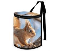 HETVBNS Squirrel on Branch Car Trash Can with Lid, Leakproof Hanging Automotive Trash Bin, Waterproof Garbage Storage Bag for Vehicles, RV, Bathroom, Office