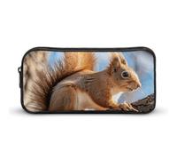 HETVBNS Squirrel on Branch Pencil Case Large Capacity Zipper Pouch, Durable Pencil Box Organizer, Portable Small Cosmetic Bag for Office, Travel