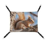 HETVBNS Squirrel on Branch Pet Hammock for Cats & Dogs, Soft Breathable Canvas Hanging Hammock with Adjustable Straps, Comfortable & Durable Hanging Bed for Small to Medium Pets