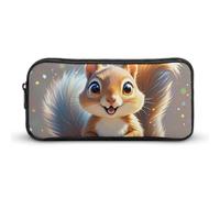 HETVBNS Squirrel Pencil Case Large Capacity, Durable Pencil Pouch Portable Small Cosmetic Bag with Metal Zipper, Simple Makeup Pouch Aesthetic Toiletry Bag for Travel Office