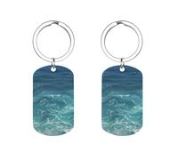 HETVBNS Stainless Steel The Blue Sea Keychains Double Side Personalized Keychain with Picture Clip Key Chain Hook Holder Organizer Keychain Gifts, Style, 5x2.8cm