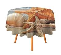 HETVBNS - Starfish Beach Tablecloth Wrinkle and Stain Resistant Polyester Round Tablecloth 60 x 60 Inch Elegant Decor for Dinning Party Patio