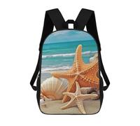 HETVBNS Starfish Seashell Beach Backpack for Women Men, Durable 600D Polyester Bookbag with Large Capacity, Lightweight 17 Inch Laptop Backpack Minimalism Casual Daypack for Work, Travel