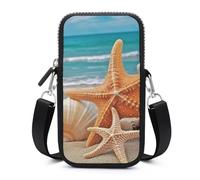 HETVBNS Starfish Seashell Beach Cell Phone Bag with Detachable Strap, Aesthetic Mini Sling Bag Small Crossbody Bag for Phone