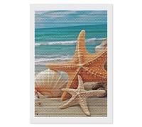 HETVBNS Starfish Seashell Beach Diamond Painting Kits for Adults, Full Round Drill DIY Diamond Art for Beginners, 5D Gem Art and Crafts for Home Wall Decor 8"x12"