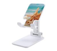 HETVBNS Starfish Seashell Beach Phone Stand for Desk - Adjustable & Foldable Tablet Stand Portable Cell Phone Stand Holder Compatible with 4-13" Smartphones, Tablets