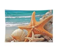 HETVBNS Starfish Seashell Beach Tapestry Wall Hanging - 40"x60" Aesthetic Tapestries Soft Polyester Wall Art Decor Large Tapestry for Bedroom Living Room Dorm Backdrop, Hanging Kit Included