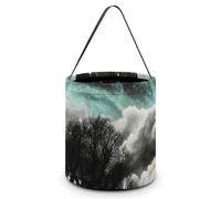 HETVBNS Starry Night Black Tree Art Candy Bag Halloween Trick Or Treat Bucket 7.9x8.3in, Reusable Gift Bags for Party Holiday Wedding