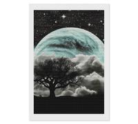 HETVBNS Starry Night Black Tree Art Diamond Painting Kits for Adults, Full Round Drill DIY Diamond Art for Beginners, 5D Gem Art and Crafts for Home Wall Decor 8"x12"