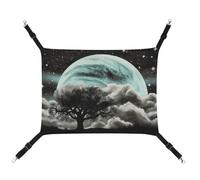 HETVBNS Starry Night Black Tree Art Pet Hammock for Cats & Dogs, Soft Breathable Canvas Hanging Hammock with Adjustable Straps, Comfortable & Durable Hanging Bed for Small to Medium Pets