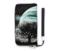 HETVBNS Starry Night Black Tree Art Wallet, Elegant Wristlet Wallet with Multi-Card Slots, PU Leather Long Purse for Women, Men