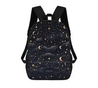 HETVBNS Stars And Moon on Dark Background Backpack for Women Men, Durable 600D Polyester Bookbag with Large Capacity, Lightweight 17 Inch Laptop Backpack Minimalism Casual Daypack for Work, Travel