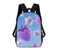 HETVBNS Stars And Purple Strawberries Backpack for Women Men, Durable 600D Polyester Bookbag with Large Capacity, Lightweight 17 Inch Laptop Backpack Minimalism Casual Daypack for Work, Travel