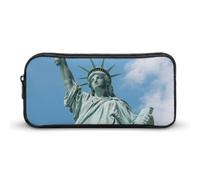HETVBNS Statue of Liberty Pencil Case Large Capacity, Durable Pencil Pouch Portable Small Cosmetic Bag with Metal Zipper, Simple Makeup Pouch Aesthetic Toiletry Bag for Travel Office