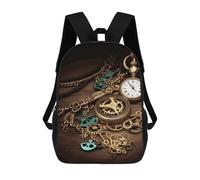 HETVBNS Steampunk Watches Keys And Chains Backpack for Women Men, Durable 600D Polyester Bookbag with Large Capacity, Lightweight 17 Inch Laptop Backpack Minimalism Casual Daypack for Work, Travel
