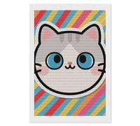 HETVBNS Sticker Cat Diamond Painting Kits for Adults, Full Round Drill DIY Diamond Art for Beginners, 5D Gem Art and Crafts for Home Wall Decor 8"x12"