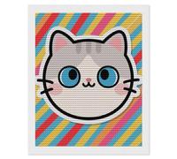 HETVBNS Sticker Cat Diamond Painting Kits for Adults, Full Round Drill DIY Diamond Art for Beginners, 5D Gem Art and Crafts for Home Wall Decor 16"x20"
