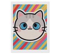 HETVBNS Sticker Cat Diamond Painting Kits for Adults, Full Round Drill DIY Diamond Art for Beginners, 5D Gem Art and Crafts for Home Wall Decor 12"x16"